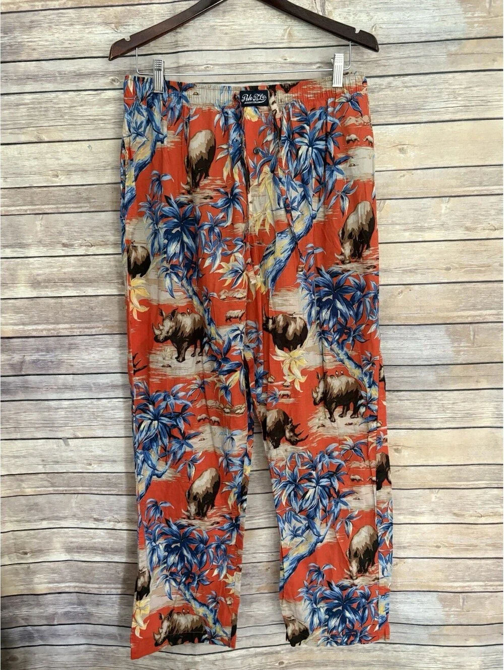 Polo Ralph Lauren Orange Floral & Rhino Graphic 2-Piece Lounge Pajama Set Large